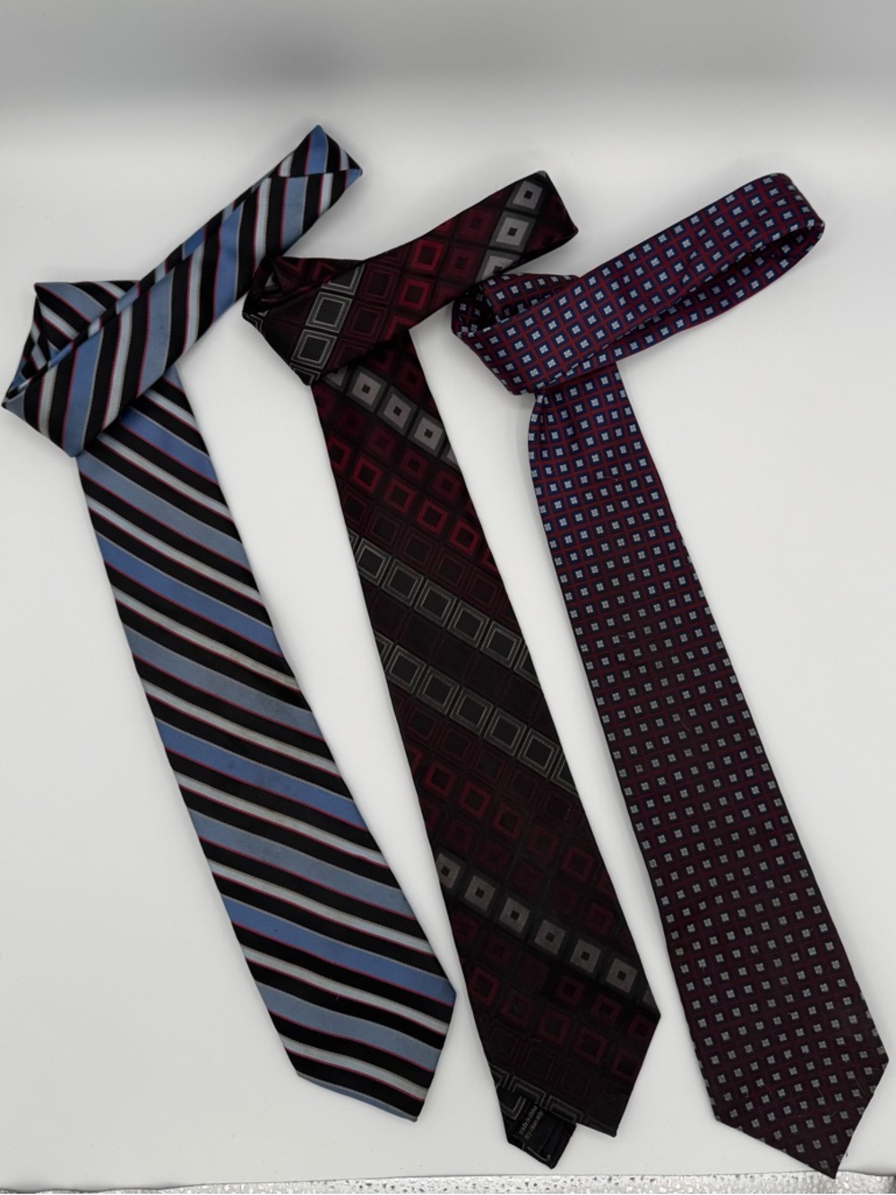 McDonald's Men's Tie Trio in Blue, Burgundy, and Maroon